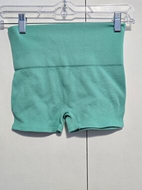 Colsie Ribbed Seamless Biker‎ Shorts Mint Green XS Lounge Activewear